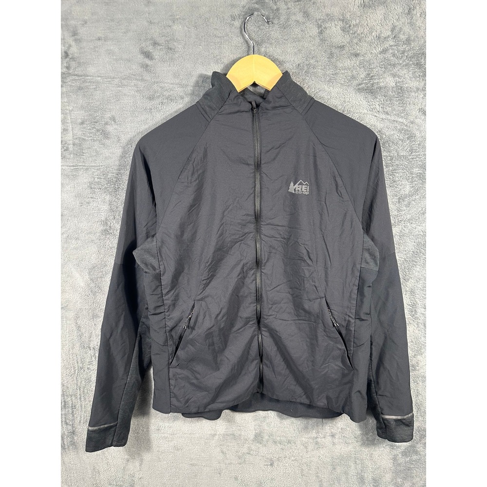 REI Co-op Swiftland Running Jacket Mens Medium Black Full Zip Windbreaker